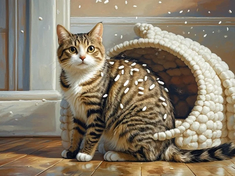 猫身上有白色米粒虫子