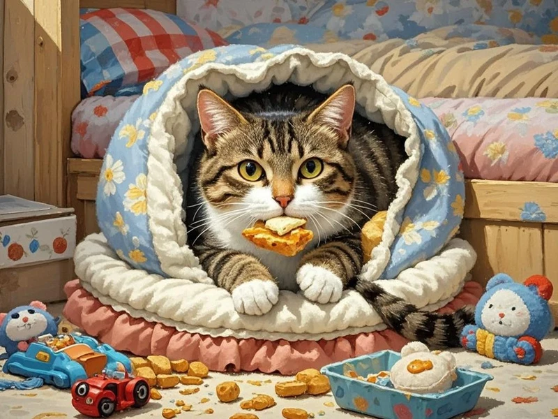 猫为什么会把食物叼到床上吃 把床当成了它的窝